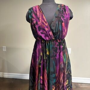 Bisou Bisou Vibrant Purple and Pink Maxi Dress